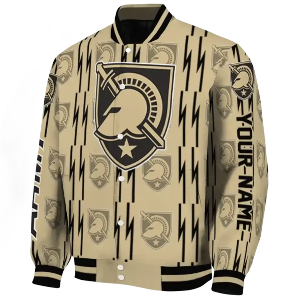 personalized army black knights bolt stripe gold varsity jacket best selling
