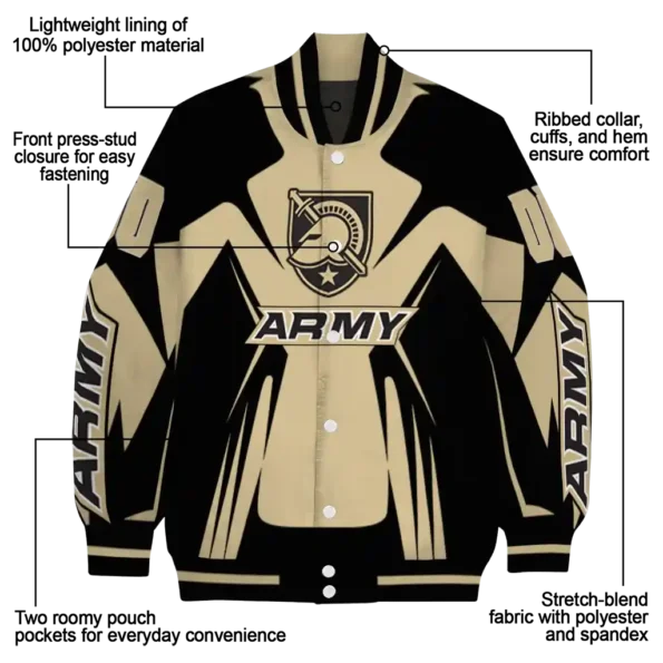 personalized army black knights spider mark gold black varsity jacket new arrival.webp