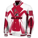 personalized ball state cardinals spider mark red white varsity jacket best selling.webp