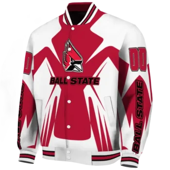 personalized ball state cardinals spider mark red white varsity jacket best selling.webp