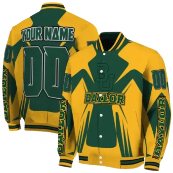 personalized baylor bears spider mark green gold varsity jacket fashion forward.webp