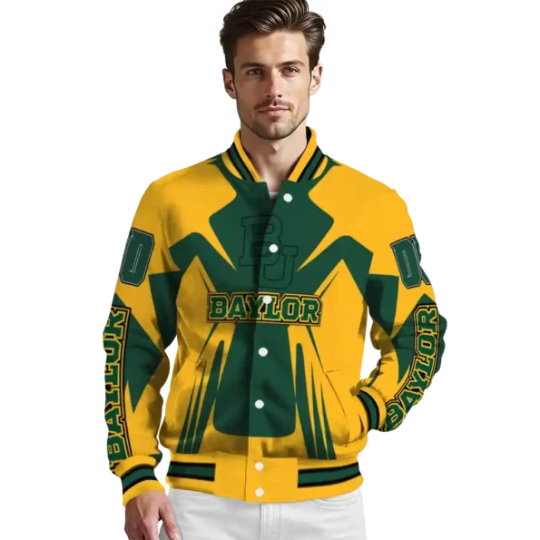 personalized baylor bears spider mark green gold varsity jacket high quality.webp