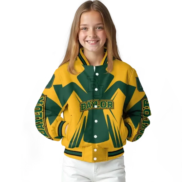 personalized baylor bears spider mark green gold varsity jacket top rated.webp