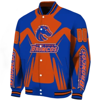 personalized boise state broncos spider mark orange blue varsity jacket best selling.webp