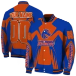 personalized boise state broncos spider mark orange blue varsity jacket best selling.webp