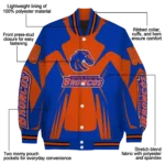 personalized boise state broncos spider mark orange blue varsity jacket best selling.webp
