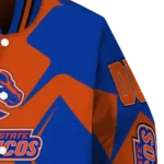 personalized boise state broncos spider mark orange blue varsity jacket best selling.webp