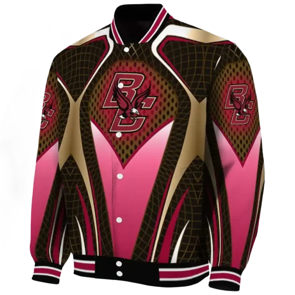 personalized boston college eagles mesh chest gold black varsity jacket best selling