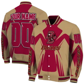 personalized boston college eagles spider mark maroon gold varsity jacket fashion forward.webp