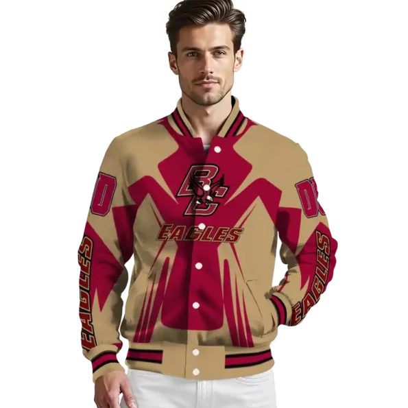 personalized boston college eagles spider mark maroon gold varsity jacket high quality.webp