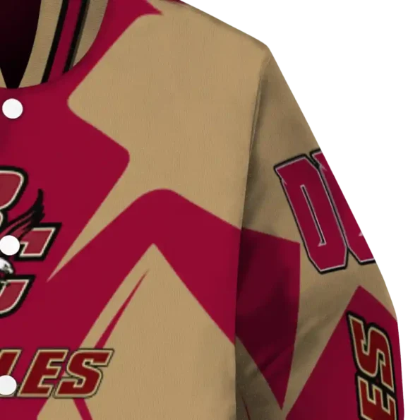 personalized boston college eagles spider mark maroon gold varsity jacket premium grade.webp
