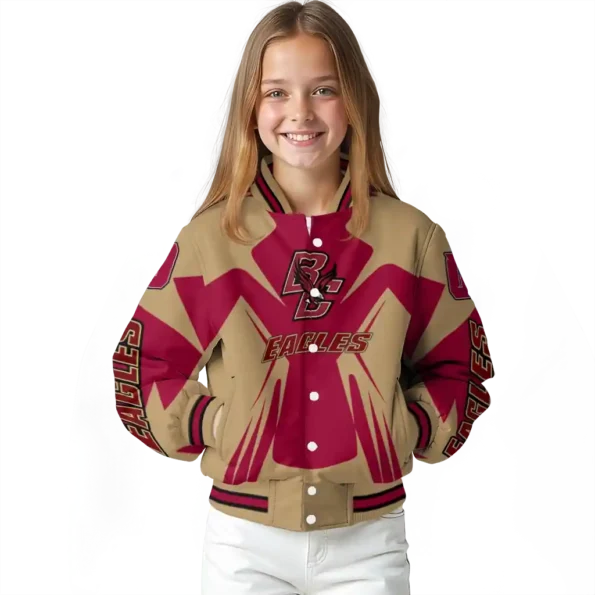 personalized boston college eagles spider mark maroon gold varsity jacket top rated.webp