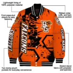 personalized-bowling-green-falcons-hexagon-cluster-orange-black-varsity-jacket-best-selling.webp