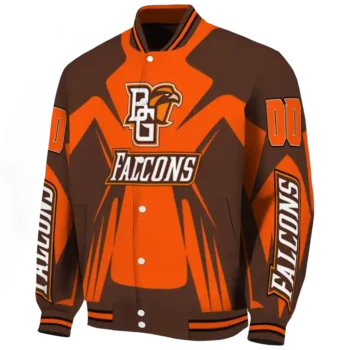 personalized bowling green falcons spider mark orange brown varsity jacket best selling.webp