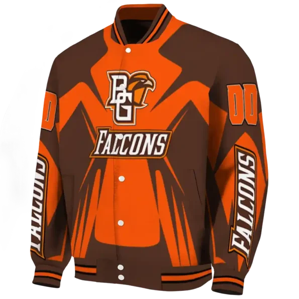 personalized bowling green falcons spider mark orange brown varsity jacket best selling.webp
