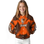 personalized bowling green falcons spider mark orange brown varsity jacket best selling.webp