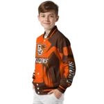 personalized bowling green falcons spider mark orange brown varsity jacket best selling.webp