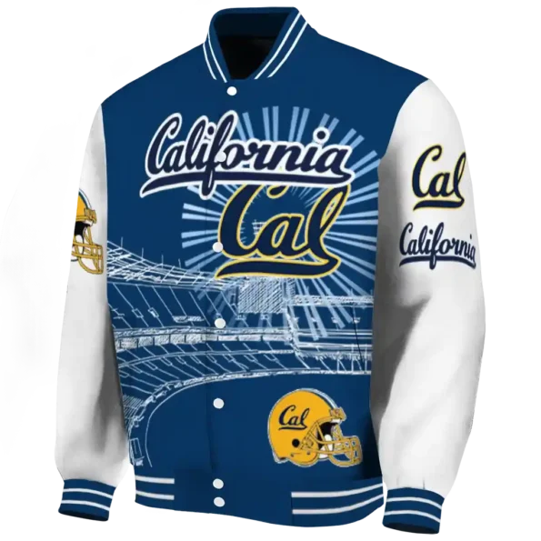 personalized california golden bears ferris arena blue white varsity jacket best selling