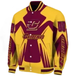 personalized central michigan chippewas spider mark maroon gold varsity jacket best selling.webp