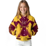 personalized central michigan chippewas spider mark maroon gold varsity jacket best selling.webp