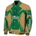 personalized charlotte 49ers spider mark green gold varsity jacket best selling.webp