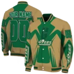 personalized charlotte 49ers spider mark green gold varsity jacket best selling.webp