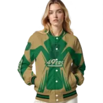 personalized charlotte 49ers spider mark green gold varsity jacket best selling.webp