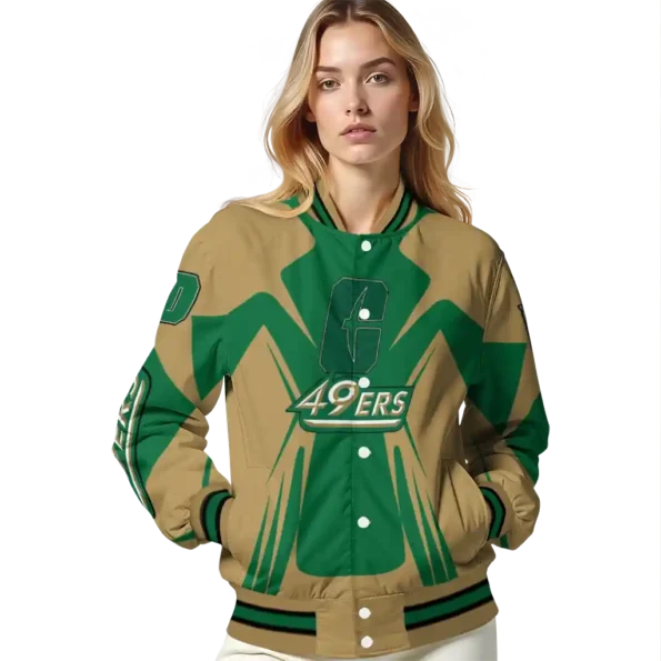 personalized charlotte 49ers spider mark green gold varsity jacket latest model.webp