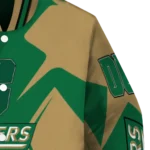 personalized charlotte 49ers spider mark green gold varsity jacket best selling.webp