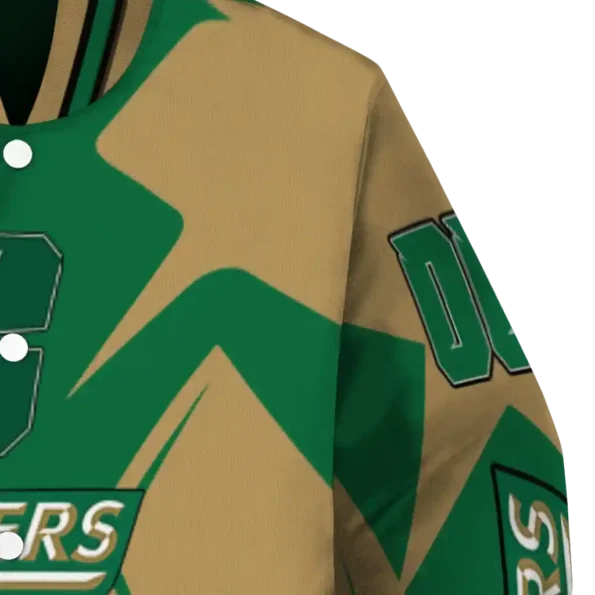 personalized charlotte 49ers spider mark green gold varsity jacket premium grade.webp