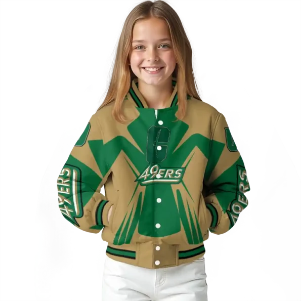 personalized charlotte 49ers spider mark green gold varsity jacket top rated.webp