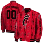 personalized-cincinnati-bearcats-bolt-stripe-red-varsity-jacket-best-selling.webp