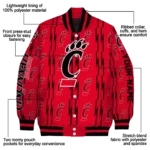 personalized-cincinnati-bearcats-bolt-stripe-red-varsity-jacket-best-selling.webp