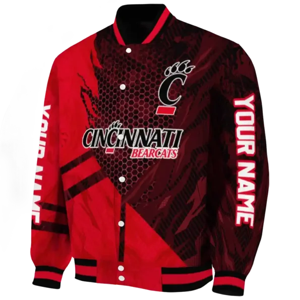 personalized cincinnati bearcats hexagon mesh red black varsity jacket best selling