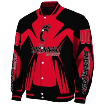 personalized cincinnati bearcats spider mark red black varsity jacket best selling.webp