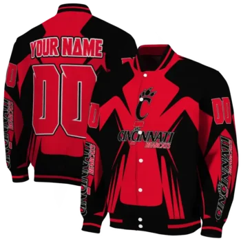 personalized cincinnati bearcats spider mark red black varsity jacket fashion forward.webp