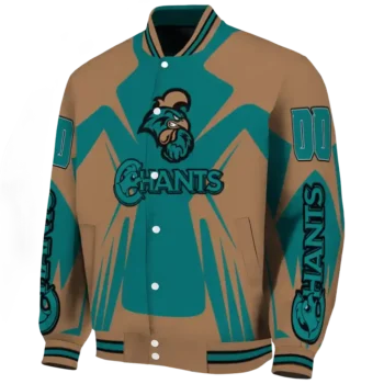 personalized coastal carolina chanticleers spider mark green gold varsity jacket best selling.webp