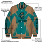 personalized coastal carolina chanticleers spider mark green gold varsity jacket best selling.webp