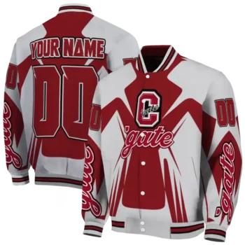 personalized colgate raiders spider mark maroon gray varsity jacket fashion forward.webp