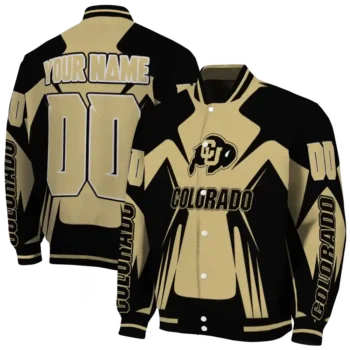 personalized colorado buffaloes spider mark gold black varsity jacket fashion forward.webp