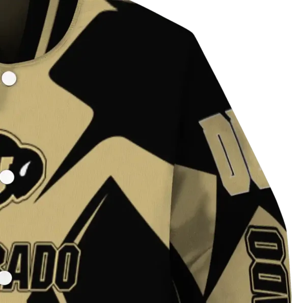 personalized colorado buffaloes spider mark gold black varsity jacket premium grade.webp