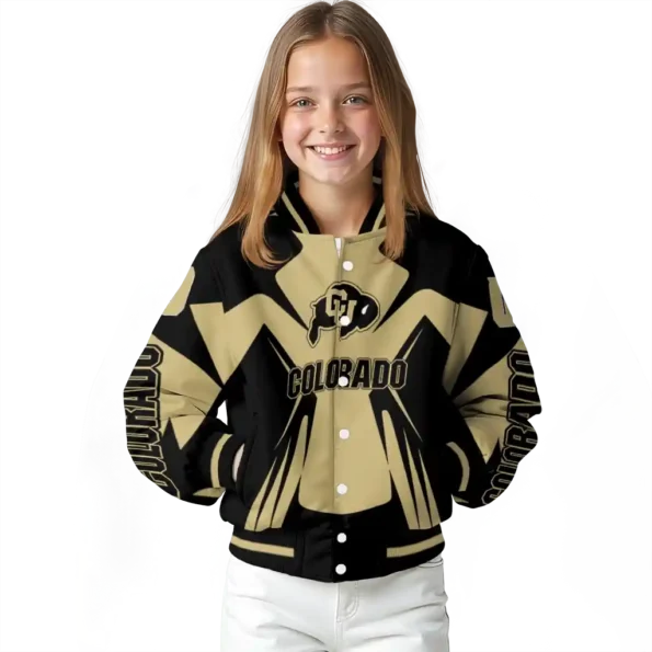 personalized colorado buffaloes spider mark gold black varsity jacket top rated.webp