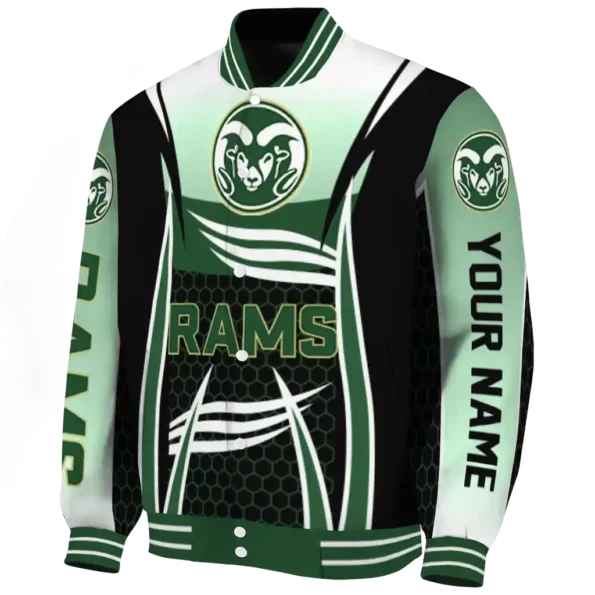 personalized colorado state rams mesh effect green black varsity jacket best selling