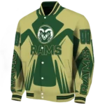 personalized colorado state rams spider mark green gold varsity jacket best selling.webp