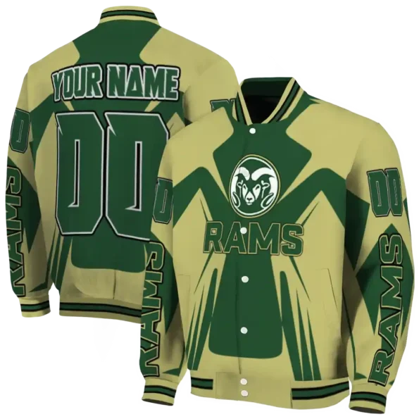 personalized colorado state rams spider mark green gold varsity jacket fashion forward.webp