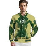personalized colorado state rams spider mark green gold varsity jacket best selling.webp