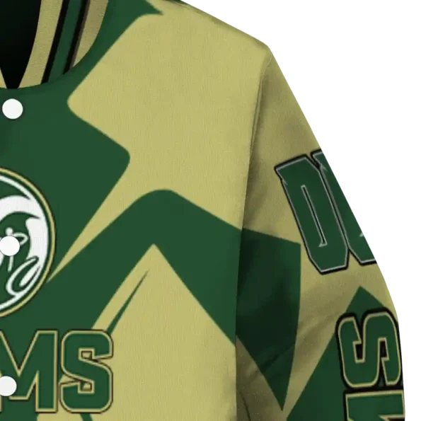 personalized colorado state rams spider mark green gold varsity jacket premium grade.webp