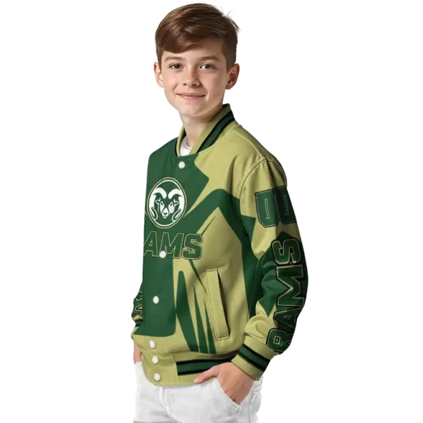 personalized colorado state rams spider mark green gold varsity jacket trendy.webp