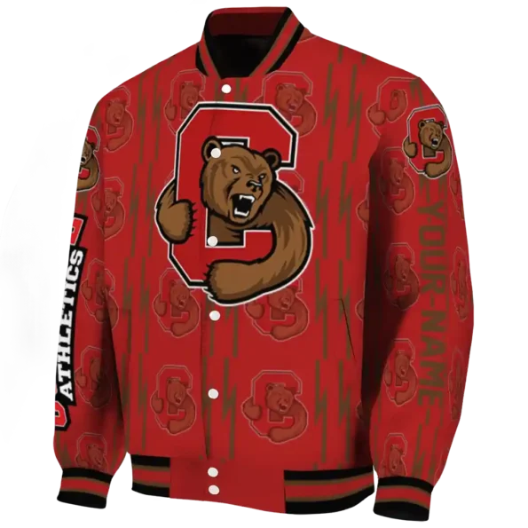 personalized cornell big red bolt stripe red varsity jacket best selling