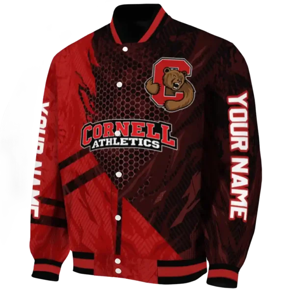 personalized cornell big red hexagon mesh red black varsity jacket best selling